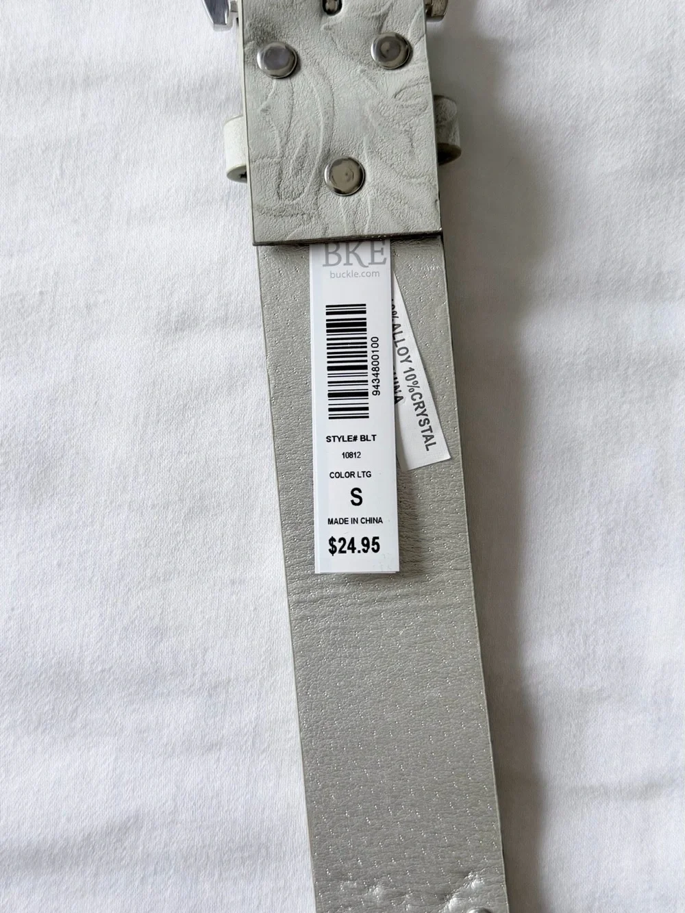 NWT BKE  Light Gray Rhinestone Studded Western Belt Size Small